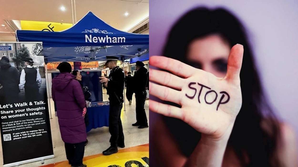 Newham Police holding stand in Stratford Shopping centre for resident advice on VAWG